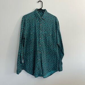 Woolrich Teal and Red Casual Button Down Shirt